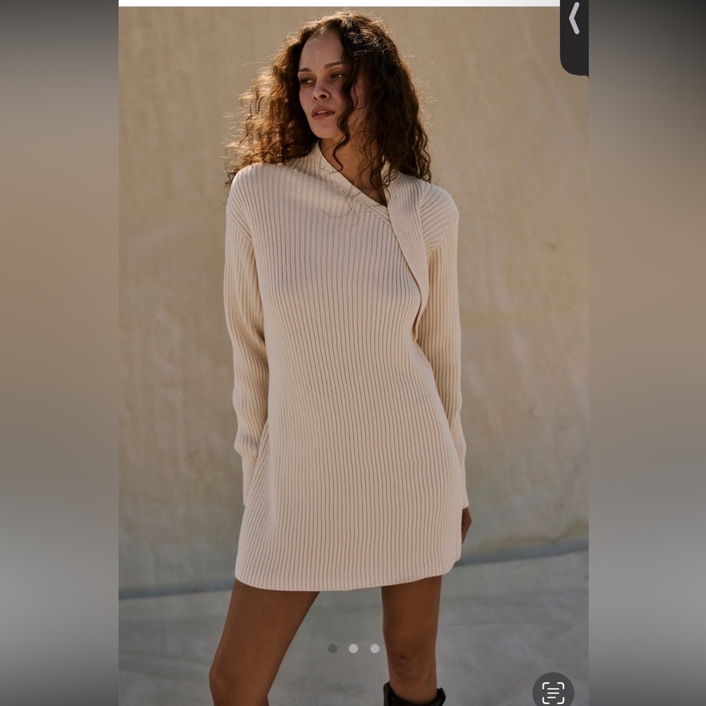 NWT FREE PEOPLE Alba Sweater Tunic - 💯 Cotton, Size Large, Neutral
